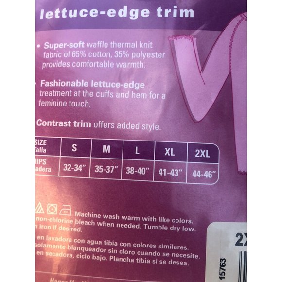 Hanes Thermal Floral Shirt and Pants Set Lettuce edge Trim Cuffed 2XL - Picture 11 of 12